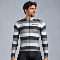 MAILLOT LONG DE CYCLISME NOIR ET BLANC - HIVER - ÉVASION+