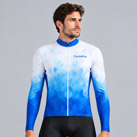 MAILLOT LONG DE CYCLISME HIVER BLEU - CRISTAL+