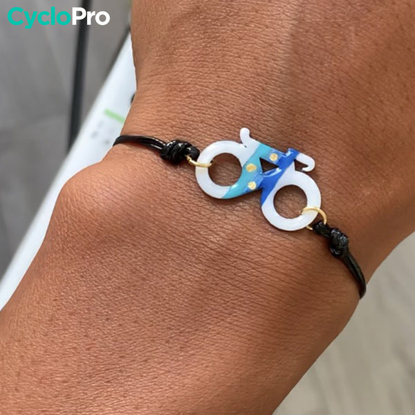 Pulseira de bicicleta branca e azul