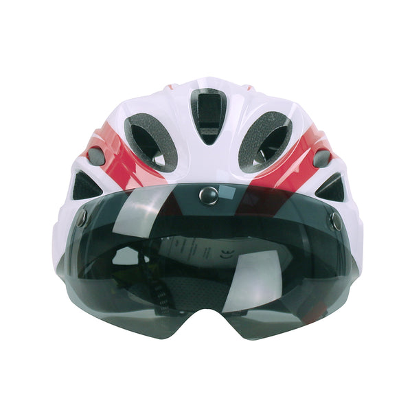 casque velo visiere blanc et rouge adventure