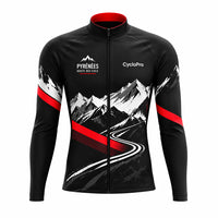 Maillot cycliste hiver noir et rouge - Route des cols - vue de face