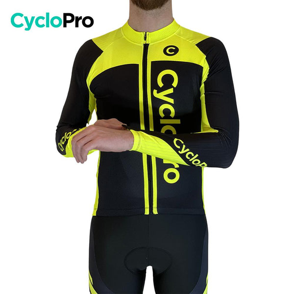 MAILLOT LONG DE CYCLISME JAUNE FLUO - AUTOMNE - FLASH+ Maillot long pour homme GT-Cycle Outdoor Store 