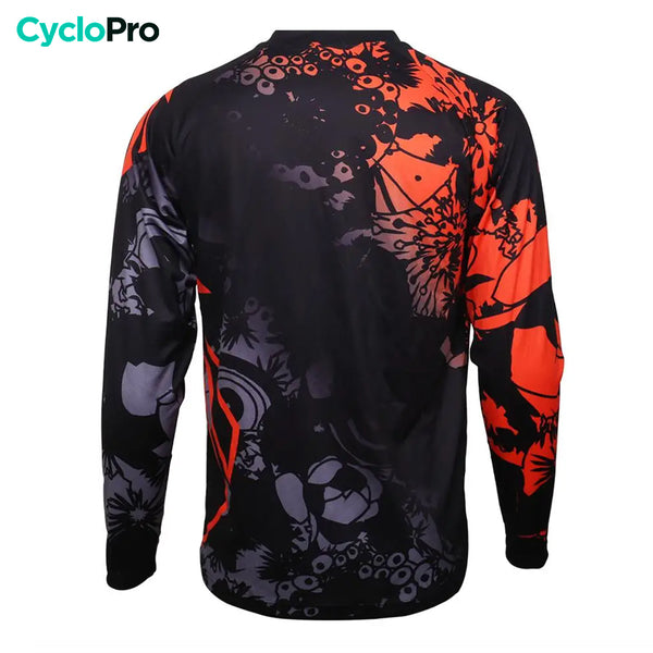 maillot manches longues vtt noir rouge dos