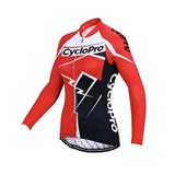 Camisa de ciclismo vermelha e preta longa - inverno - conforto+