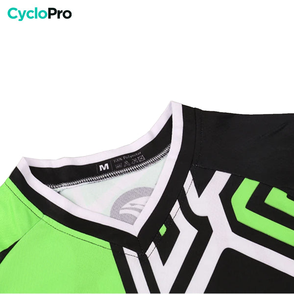 maillot vtt homme manche courte vert fluo noir col