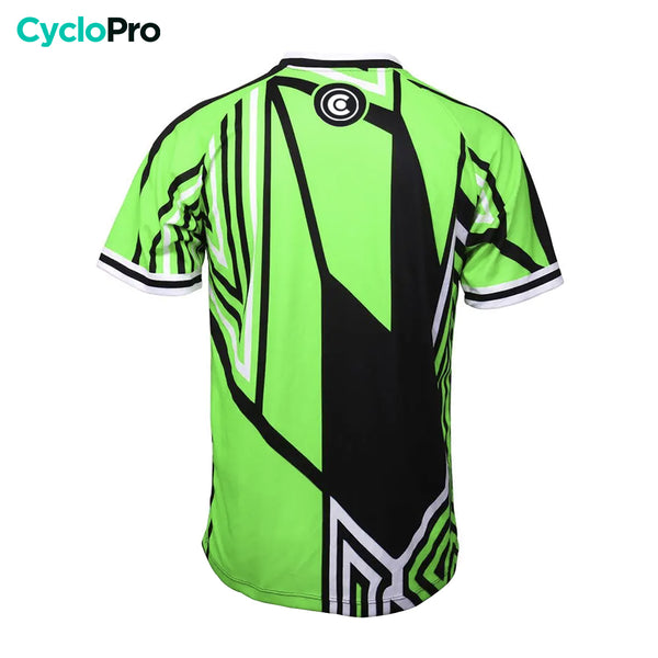 maillot vtt homme manche courte vert fluo noir dos