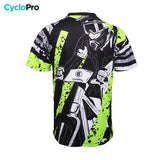 maillot vtt homme manche courte vert noir dos