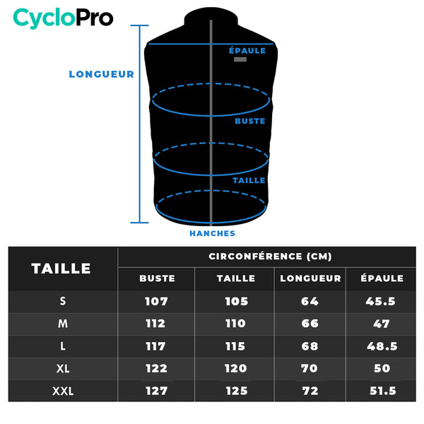 guide taille gilet chauffant avec batterie homme 