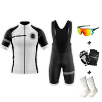 Eklïps completo de verão branco - roupa de ciclismo + luvas + meias + óculos