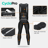 COLLANT CYCLISTE LISERE BLANC - AUTOMNE - HOMME Cuissard long pour cycliste homme CycloPro 