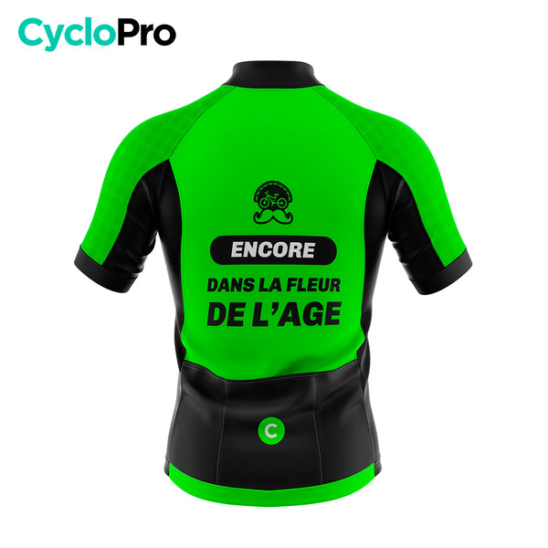 Roupa de ciclismo verde - flor de idade