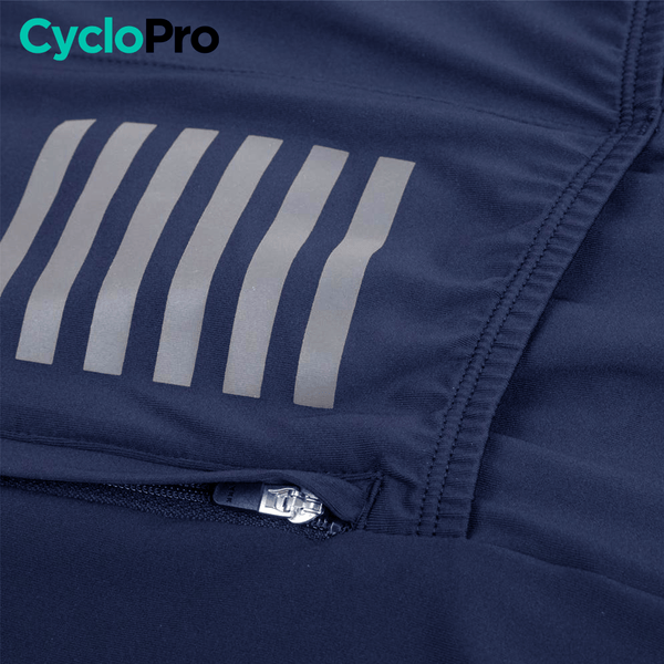 MAILLOT DE CYCLISME AUTOMNE BLEU MARINE - PRO FIT maillot automne cyclisme CycloPro 