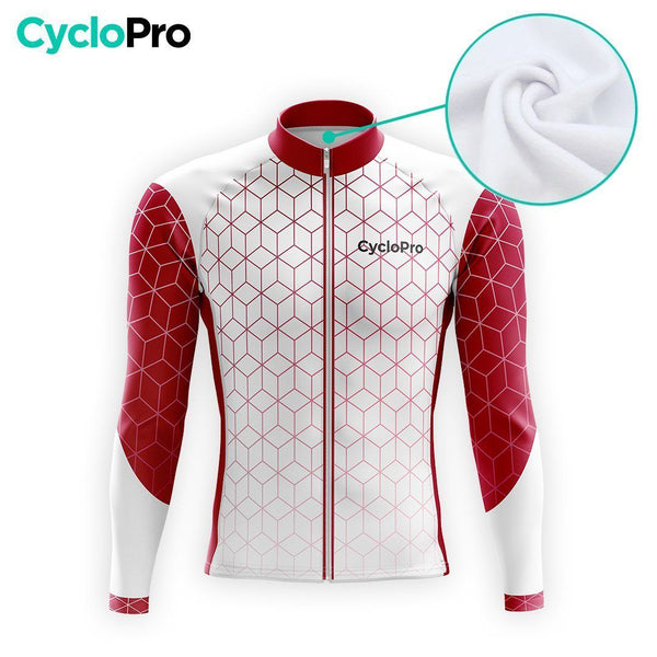 MAILLOT LONG DE CYCLISME AUTOMNE GRENAT - CUBIC+ maillot automne cyclisme GT-Cycle Outdoor Store 