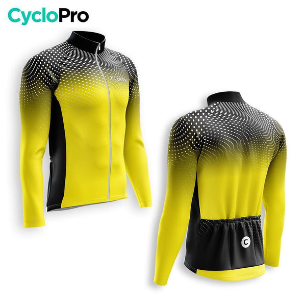 MAILLOT LONG DE CYCLISME AUTOMNE JAUNE - DIMENSION+ maillot automne cyclisme GT-Cycle Outdoor Store 