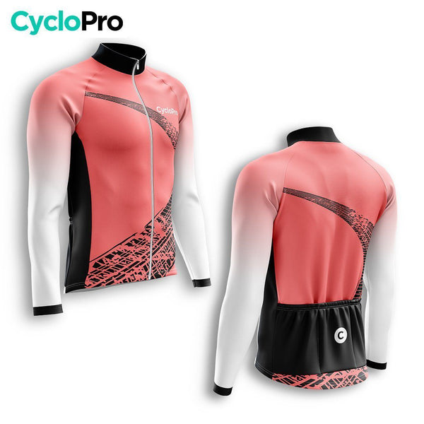 MAILLOT LONG DE CYCLISME AUTOMNE ROUGE - TRACE+ maillot cyclisme automne GT-Cycle Outdoor Store 