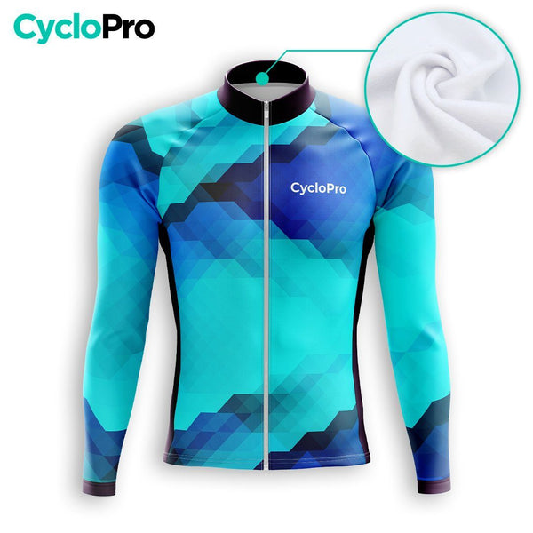 MAILLOT LONG DE CYCLISME HIVER BLEU - HORIZON+ Maillot thermique homme GT-Cycle Outdoor Store 