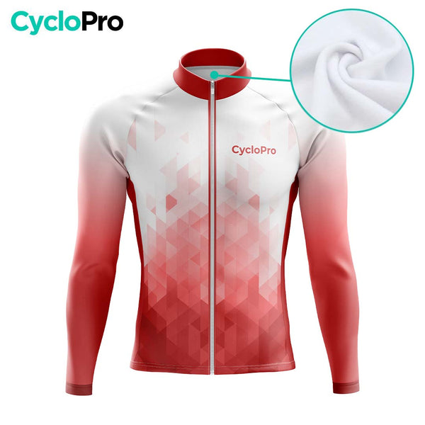 MAILLOT LONG DE CYCLISME HIVER ROUGE - CRISTAL+ Maillot thermique homme GT-Cycle Outdoor Store 