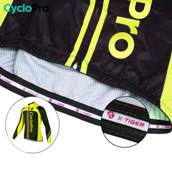 MAILLOT LONG DE CYCLISME JAUNE FLUO - HIVER - FLASH+ - DESTOCKAGE Maillot thermique homme GT-Cycle Outdoor Store 