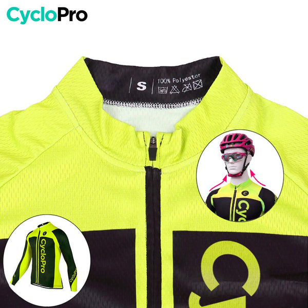 MAILLOT LONG DE CYCLISME JAUNE FLUO - HIVER - FLASH+ - DESTOCKAGE Maillot thermique homme GT-Cycle Outdoor Store 
