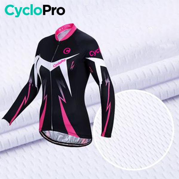 MAILLOT LONG DE CYCLISME ROSE - HIVER - CONFORT+ - DESTOCKAGE maillot thermique femme Cyclo Pro 