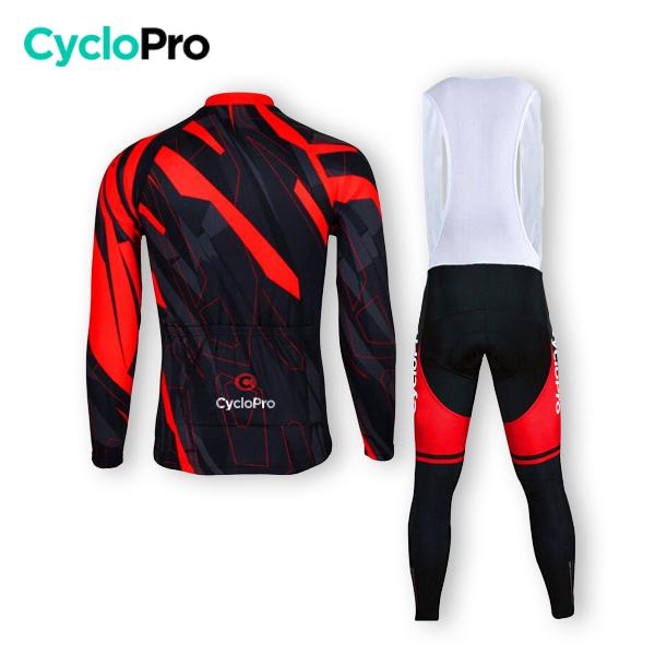 TENUE CYCLISTE HIVER ROUGE - ABSTRACT+ - DESTOCKAGE tenue de cyclisme CycloPro 