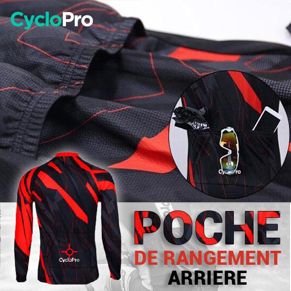 TENUE CYCLISTE HIVER ROUGE - ABSTRACT+ tenue de cyclisme CycloPro 